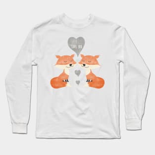 Loving Fox Couple - I love you - Happy Valentines Day Long Sleeve T-Shirt